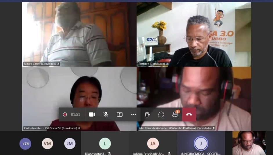 cópia da tela de reunião online com participação do covereador júlio cezar